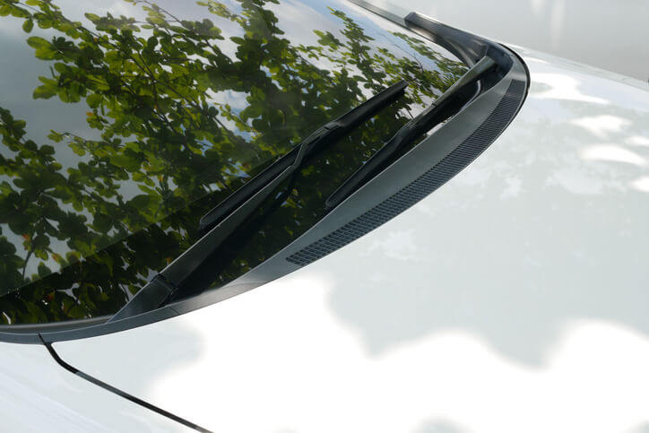 Windshield Wipers Of A White Car